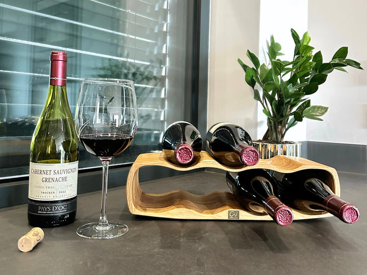 Casier à vin design industriel 12 bouteilles support verre vin intégré