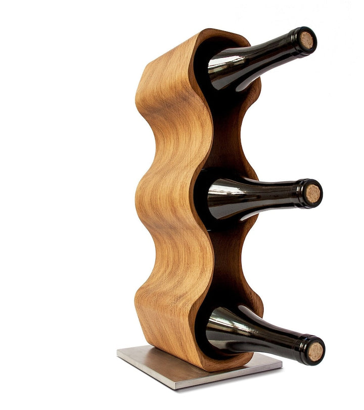 Weinständer aus Massivholz SLIM für 3 Flaschen - Wählen Sie zwischen Eiche und amerikanischem Nussbaum Dekostyl