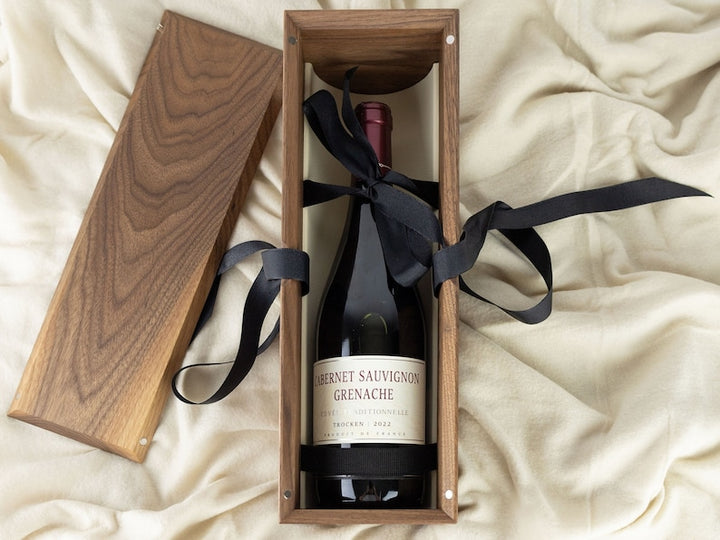 Weinflaschen Geschenk box aus Echtholz Dekostyl