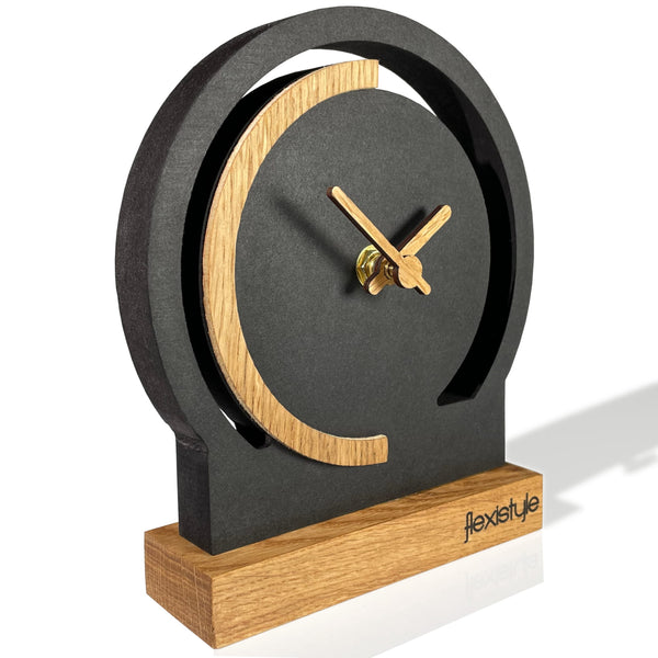 Horloge grand-père ovale en bois noir