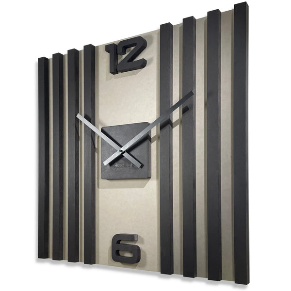 3D Wanduhren DIY Holz Eiche Lamellen große Wanduhr Schwarz Modern Wandtattoo Dekoration Uhren für Büro Wohnzimmer Schlafzimmer Quarzuhr - Dekostyl #