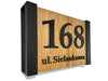 3d Hausnummernschild LOFT schwarze Ziffern, Hintergrund Eiche 30x40 oder 20x30cm - Dekostyl #