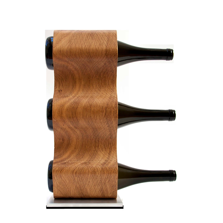 Weinständer aus Massivholz SLIM für 3 Flaschen - Wählen Sie zwischen Eiche und amerikanischem Nussbaum - Dekostyl #